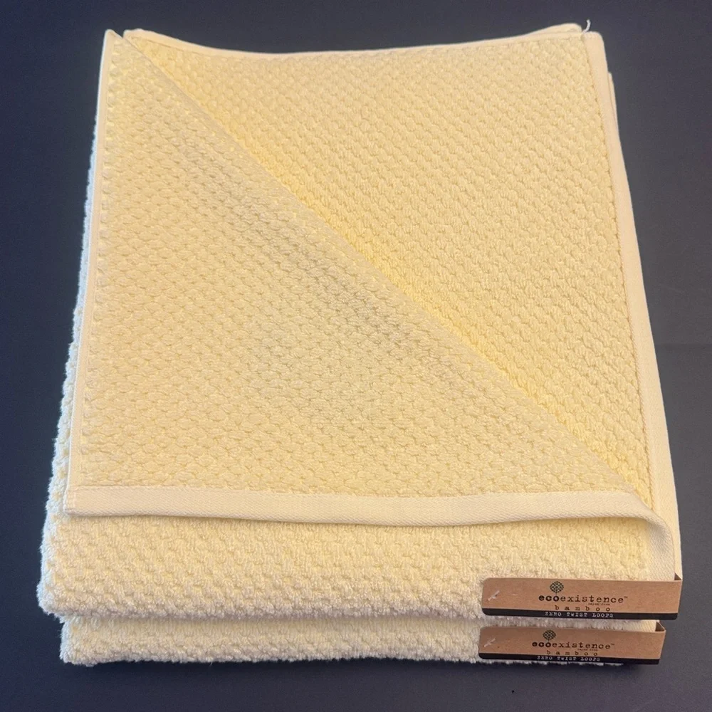 2pc ECOEXISTENCE Bamboo Yellow Zero Twist Loops Bath Towel Set - Daffodil
